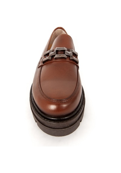 Dericlub Kadın Loafer Kalın Taban Tokalı Makosen Ayakkabı Br 44282 Taba