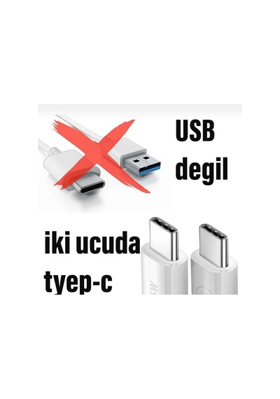 Type C To Type C Şarj Kablosu 30w 2 Metre Uzun Pd Çift Taraflı Usb C Hızlı Şarj Ve Data Kablosu Beyaz