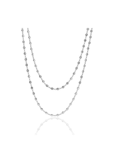 Gümüş Rodyumlu Zirkon Taşlı 90 Cm Kolye