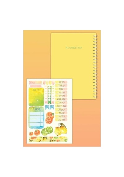 Sticker'lı 4'lü Çizgisiz Defter Seti, 21x14.8 Cm, 60 Yaprak, Planlayıcı Kullanıma Uygun 124-Pembe