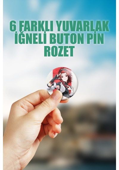 Chixia Wuthering Waves Gacha Çanta Süsü Rozet İğneli Buton Rozet Seti 6 Adet Altılı