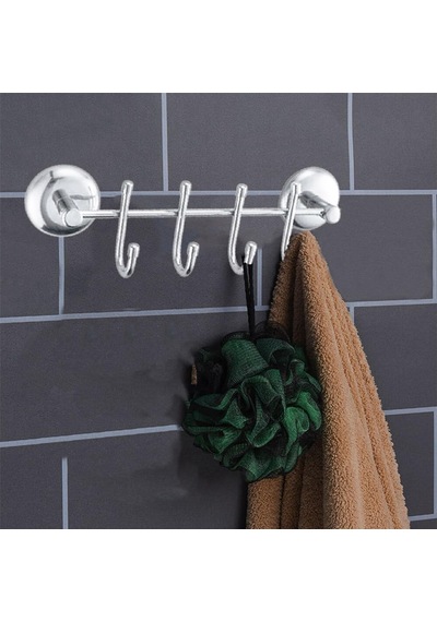 Lexroo Feyzayapı Metal 4'lü Banyo Lavabo Vidalı Askılık Sağlam Aparat Krom Askılık Elbise Havlu Çok Renkli