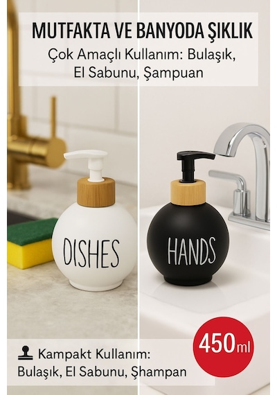 2 Li Sabunluk Seti Kolay Basmalı Pompalı Mekanizmalı Köpük Sabun Uyumlu, Şık Tasarım 450 Ml Diğer