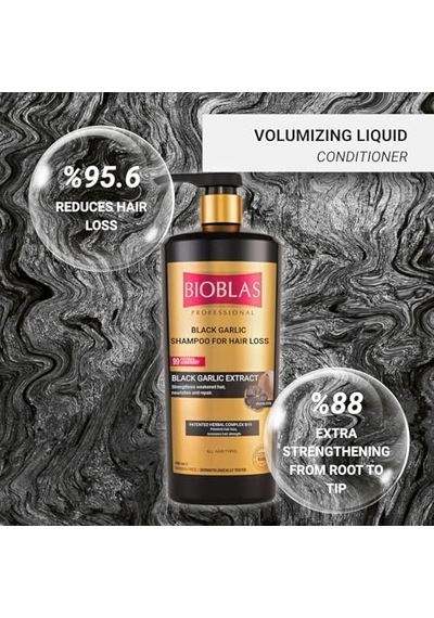 Bioblas Siyah Sarımsak Şampuan Saç Dökülmesine Karşı, Güçlendirici & Onarıcı Etki, Organik Zeytinyağlı, 1000 Ml