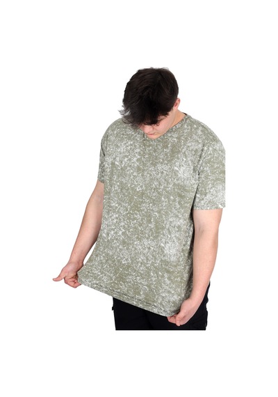 Mode Xl Büyük Beden Erkek T-shirt Bisiklet Yaka Aşındırma Baskı U20037 Haki Haki