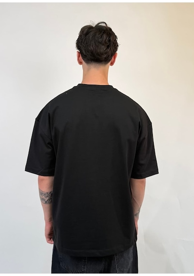 Zaee Studio Renge Renk Oversize Baskılı Tişört Siyah