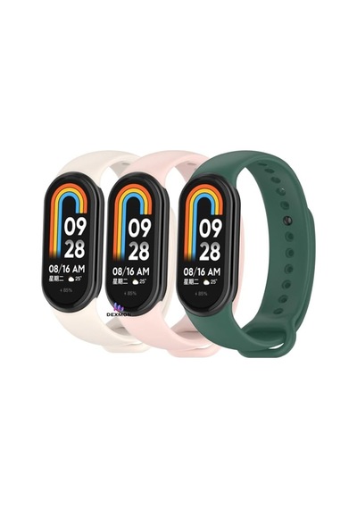 Xiaomi İle Uyumlu Mi Band 8 Mi Band 9 Mi Band 10 Uyumlu 3'lü Paket Silikon Kordon Seti Bileklik Metal Pimli Çok Renkli