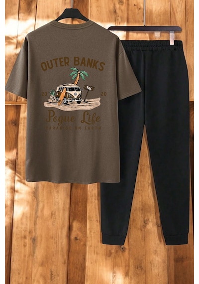 Uyguntarz Unisex Outer Banks Tasarım Basklı Tshirt Eşofman Takımı Kahverengi Uyguntarz Unisex Outer Banks Tasarım Basklı Tshirt Eşofman Takımı Kahverengi