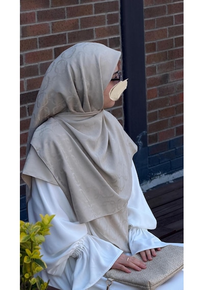 Qalortex Scarf Premium Jakarlı Mira B.boy Eşarp - Taş