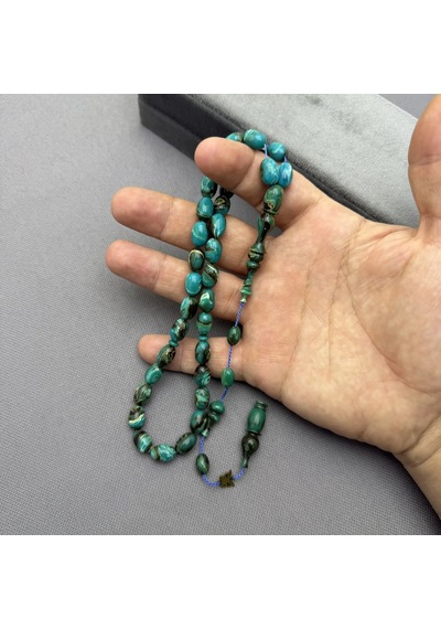 Aslan Tespih Emine Reşvani Usta İşçilikli Petrol Yeşili Özel Döküm Malzeme Hareli Sıkma Kehribar Tespih Çok Renkli