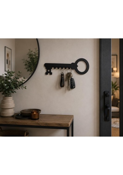 Lexroo Anahtar Tasarımlı Duvar Askılığı, 22x8 Cm, Siyah Diğer