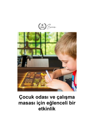 Ledyazıpanosu Dıy Işıklı Not Tahtası Gece Lambası Akrilik Masaüstü Mesaj Levhası 7 Renk Kalem 6 Çiz Standart