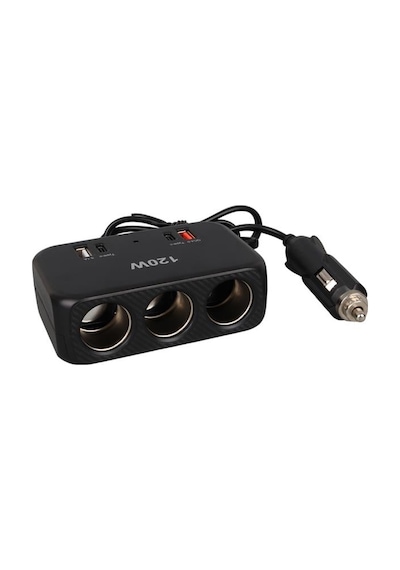 Olesson 1656 12-24v Çift Usb + Çift Type-c 120w 80cm Kablolu 3'lü Araç Çakmak Çoklayıcı