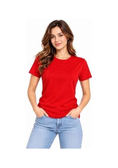 DefyModa Basic Tişört Bisiklet Yaka Kısa Kol Günlük Yazlık Slim Fit T-shirt Kırmızı