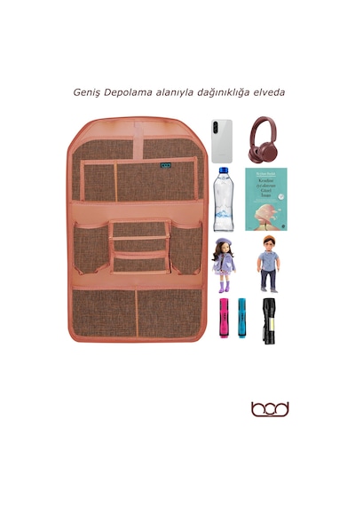 Bod Lux Linen Serisi Keten Koltuk Arkası Düzenleyici Araç İçi Organizer B