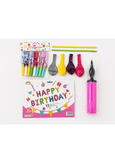 Dordoi 28 Parça Happy Birthday Parti Seti Renkli Folyo Harf Balon, Balon Şişirme Pompası, Kaynana Dili Ve Balonlu Doğum Günü Süsleme Seti Dordoi 28 Parça Happy Birthday Parti Seti Renkli Folyo Harf Balon, Balon Şişirme Pompası, Kaynana Dili Ve Balonlu Doğum Günü Süsleme Seti