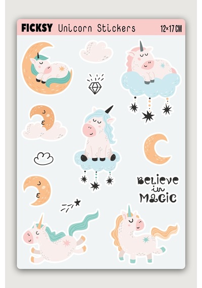 Unicorn Tek Boynuzlu At Sticker Seti - 10 Adet Etiket Çıkartma Diğer