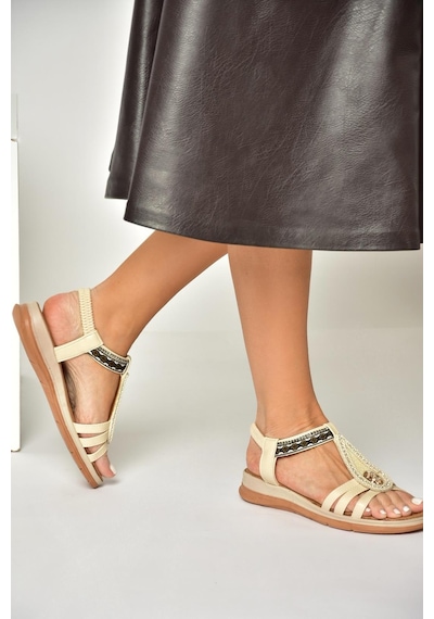 Fox Shoes U258613709 Bej Kadın Sandalet Bej
