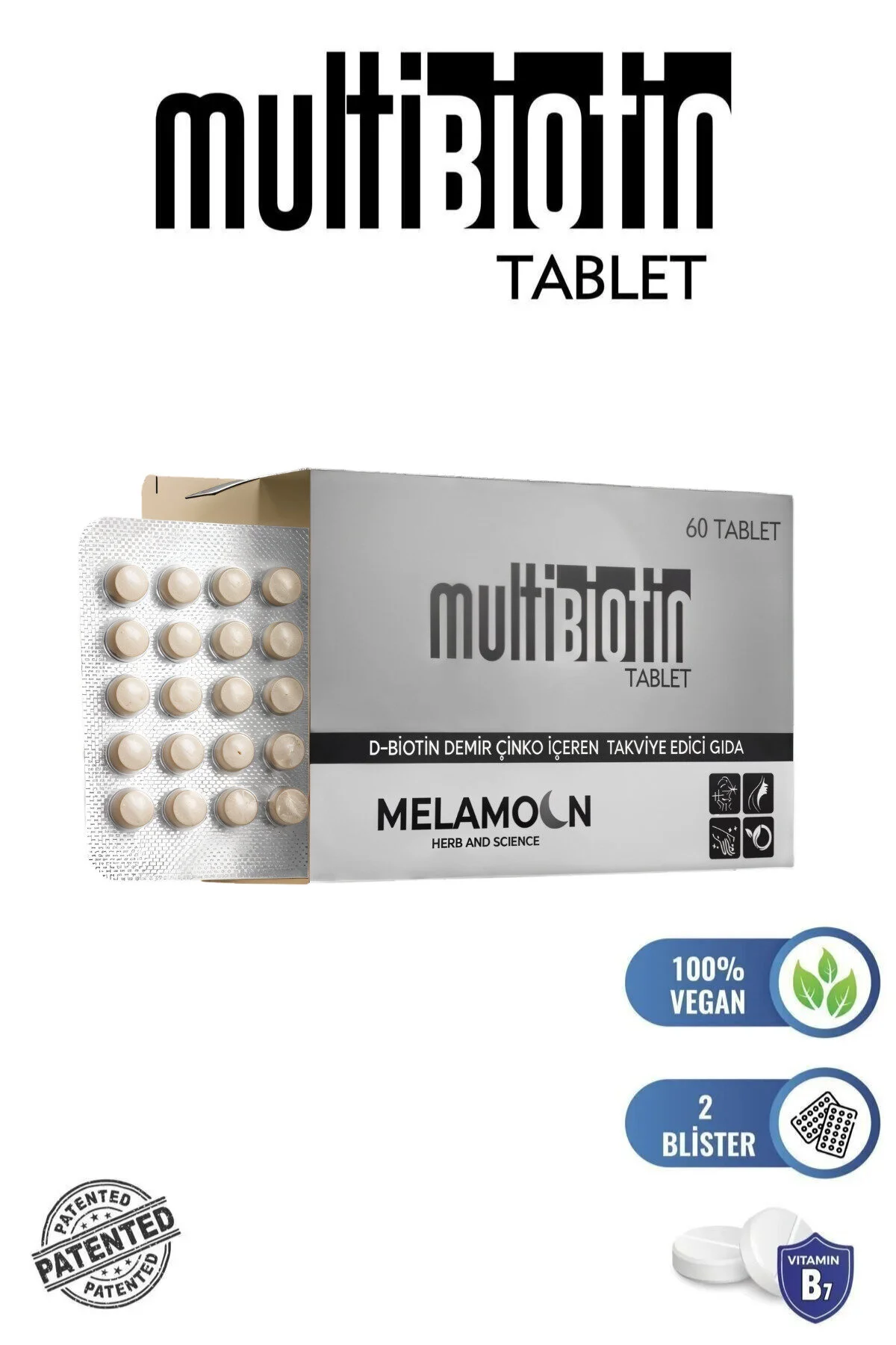 Biotin 5000 Mcg Zenginleştirilmiş Saç Ve Tırnak Vitamini - Demir Ve Çinko Katkılı 60 Tablet