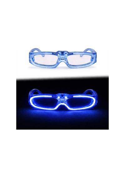 Mavi Led Işıklı Parti Gözlüğü 3 Modlu Glow Gece Eğlence Gözlüğü