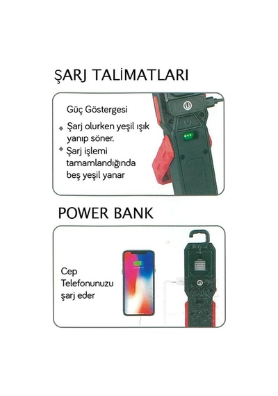 Arm Şarjlı Led El Lambası 420 Lümen Power Bank 4400 Mah N11.11764 Mavi