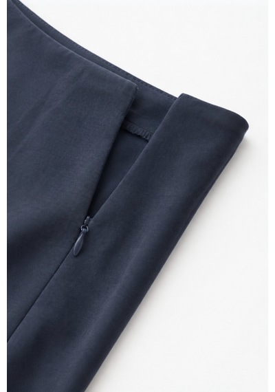 Feg Store Kadın Lacivert Gold Tokalı Bağlamalı Tencel Şort