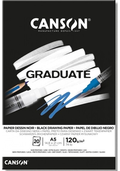 Canson Çizim Bloğu Graduate Cangrad Siyah 20 Syf A5 120 Gr
