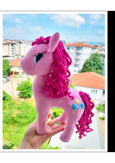 Amigurumi My Little Pony Pinkie Pie Pembe Unicorn Oyuncak At