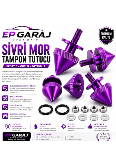 Universal Bütün Araçlara Uyumlu Sivri Mor Tampon Tutucu Sportif Ve Güçlü Görünüm
