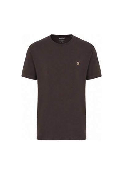 Mavi M0612736-88083 Mavi Mühür Logo Nakış Detaylı Tişört Erkek T-shirt Kahverengi