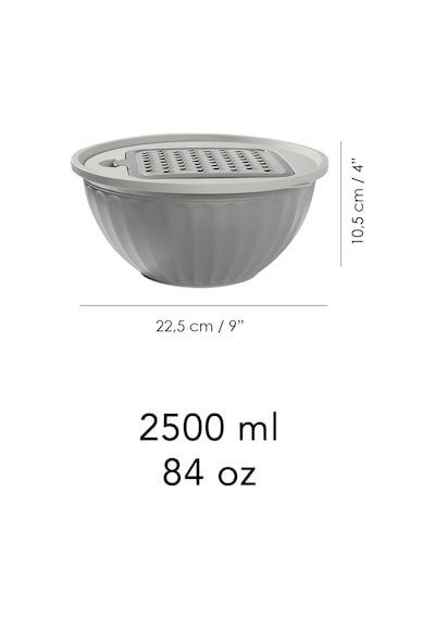 4 Parça Rendeli Saklama Kabı - 2,5 Lt Çok Amaçlı Kapaklı Çırpma Karıştırma Kabı Gri Gri