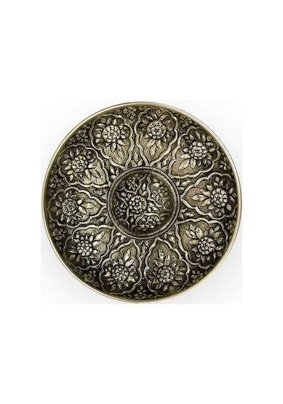 Gümüş Oksitli İşlemeli Bakır Hamam Tası Gümüş - Siyah