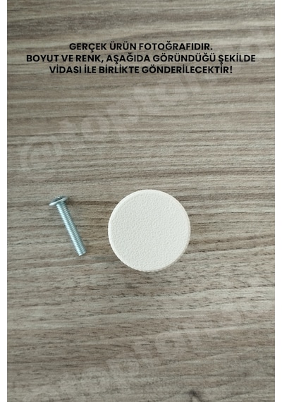15 Adet - Açık Bej Kalın Düğme Kulp - Modern Ve Şık Dolap, Gardırop, Şifonyer, Komodin Ve Çekmece Kulpu Vida Dahil Sarı