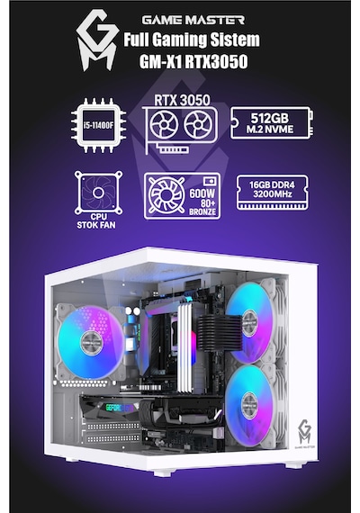 Game Master GM-X1 i5-11400F 16 GB 512 GB M.2 SSD RTX3050 23.8" Free Dos Masaüstü Oyuncu Bilgisayarı