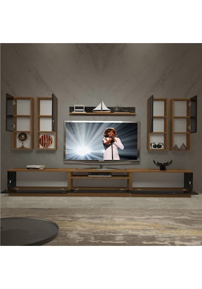 Decoraktiv Trendstyle 8das Mdf Tv Ünitesi Tv Sehpası Ceviz - Siyah