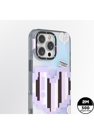 Apple Uyumlu iPhone 15 Pro Kılıf Magsafe Şarj Özellikli Youngkit Love Serisi Kapak Mor Mor