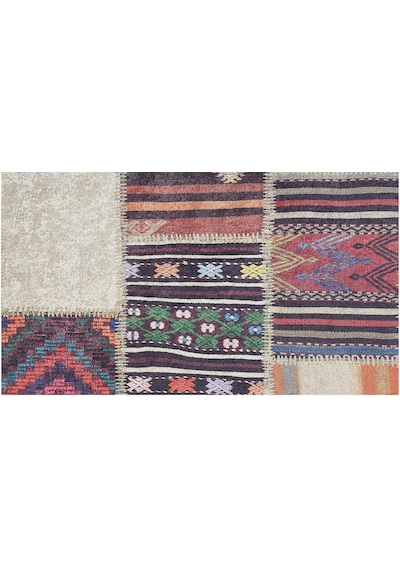 Piksel Halı Bordo Patchwork Dijital Baskı Halı Çok Renkli