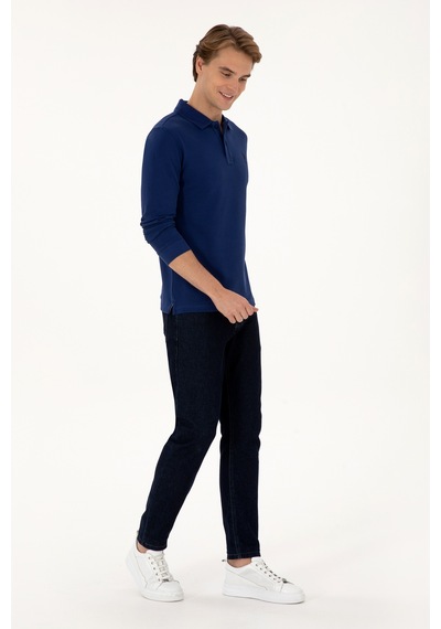 U.S. Polo Assn. Erkek Regular Fit Polo Yaka İndigo Basic Sweatshirt 50307757-VR028 U.S. Polo Assn. Erkek Regular Fit Polo Yaka İndigo Basic Sweatshirt 50307757-VR028