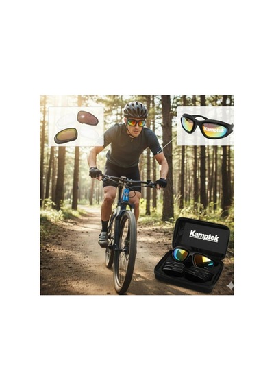 Çok Lensli Outdoor Trekking Spor Bisiklet Motor Dağcılık Avcılık Taktik Gözlük Seti Profesyonel Siyah