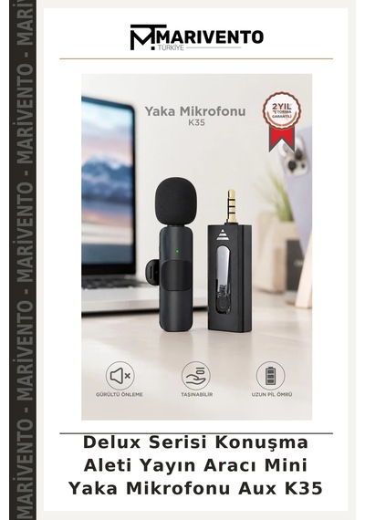 Delux Serisi Konuşma Aleti Yayın Aracı Mini Yaka Mikrofonu Aux K35
