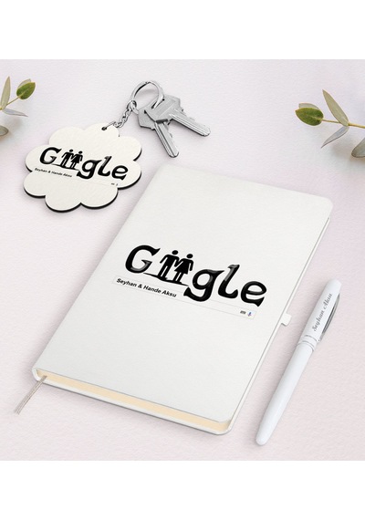 Kişiye Özel Google Tasarımlı Beyaz Defter Kalem Ve Anahtarlık Hed N11.3102