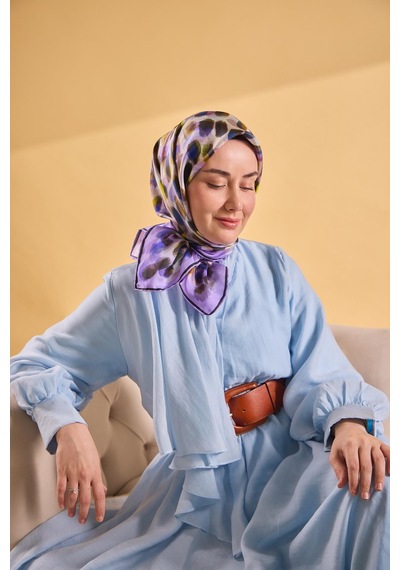 Silk Home Twill İpek Eşarp Noiré Eflatun 90x90 Çok Renkli