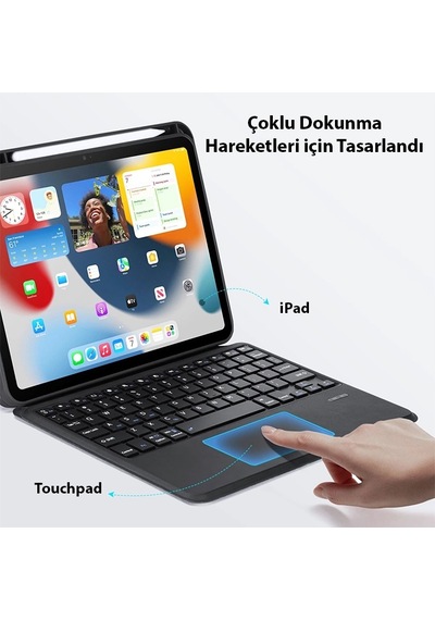 Dux Ducis Apple Uyumlu iPad 10 2022 Kablosuz Bluetooth Klavye Touchpad Kılıf