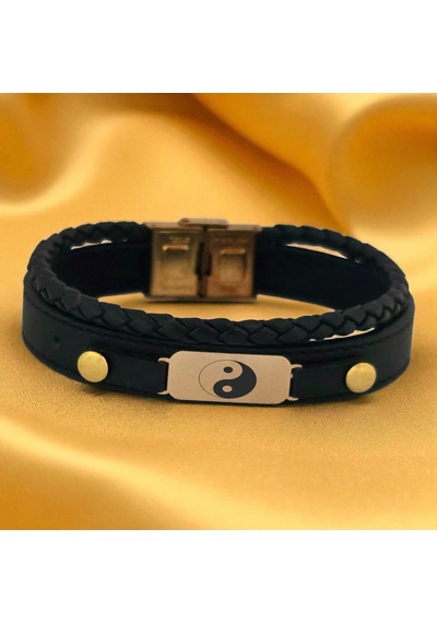 Archin Yin Yang Temalı Hakiki Siyah Derili Oval Motifli 14 Ayar Altın Plakalı Hediye Bileklik-563sembol Yin Yang Archin Yin Yang Temalı Hakiki Siyah Derili Oval Motifli 14 Ayar Altın Plakalı Hediye Bileklik-563sembol Yin Yang