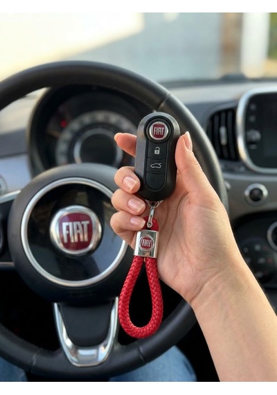 Kırmızı Deri Örgü Fiat İle Uyumlu Anahtarlık Egea Linea Albea Punto Doblo Fiorino Palio 500 Cross Tipo Uno