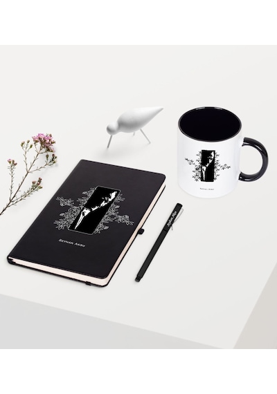 Kişiye Özel Atatürk Temalı Siyah Defter Kalem Kupa Seti - 8
