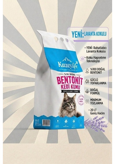 Kuzeylife Bentonit Kedi Kumu Lavanta Kokulu 20 Lt