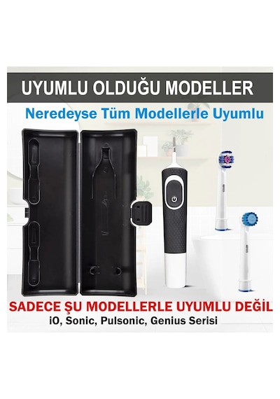 Şarjlı Diş Fırçası Yedek Başlığı Seyahat Kabı Siyah