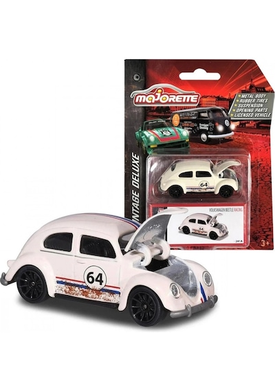 Majorette Vintage Deluxe Volkswagen Beetle Racing - Beyaz 1/64