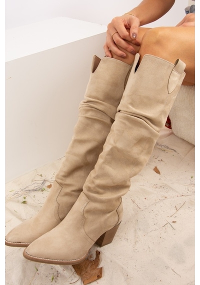 Fox Shoes Vizon Süet Kadın Çizme J404040102